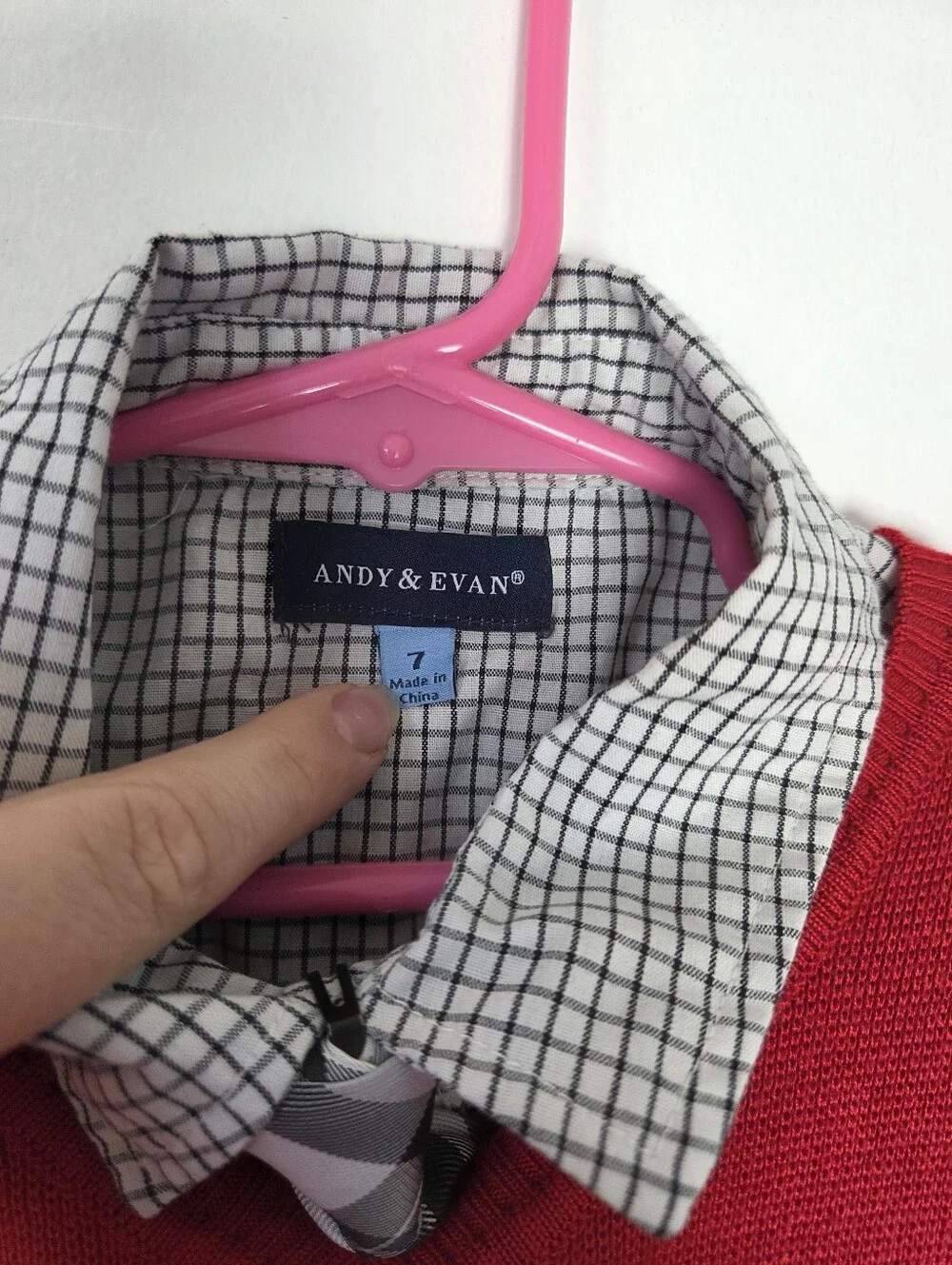 Boys Size 7 Sweater Vest Set Button Up Shirt Slacks Dress Pants Red Christmas